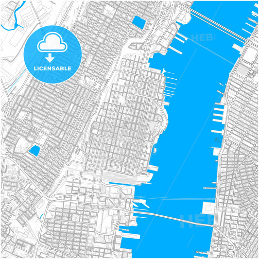 Hoboken, New Jersey, United States, city map with high quality roads.