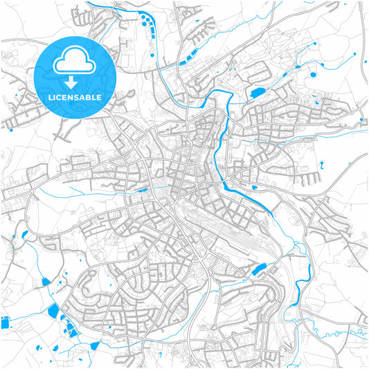 Hof, Bavaria, Germany, city map with high quality roads.