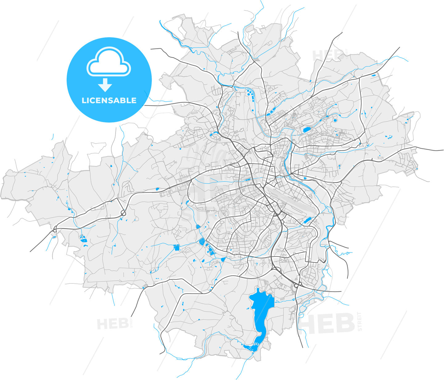 Hof, Bavaria, Germany, high quality vector map