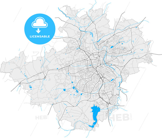 Hof, Bavaria, Germany, high quality vector map