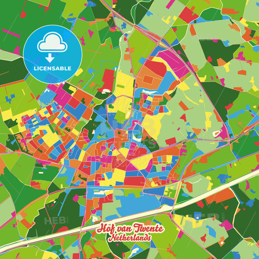 Hof van Twente, Netherlands Crazy Colorful Street Map Poster Template - HEBSTREITS Sketches