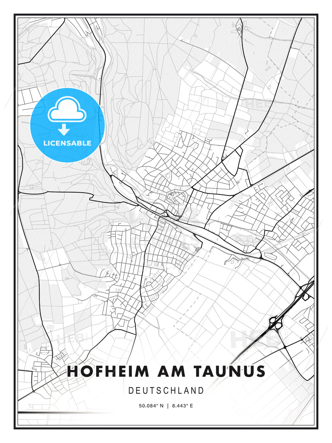 Hofheim am Taunus, Germany, Modern Print Template in Various Formats - HEBSTREITS Sketches