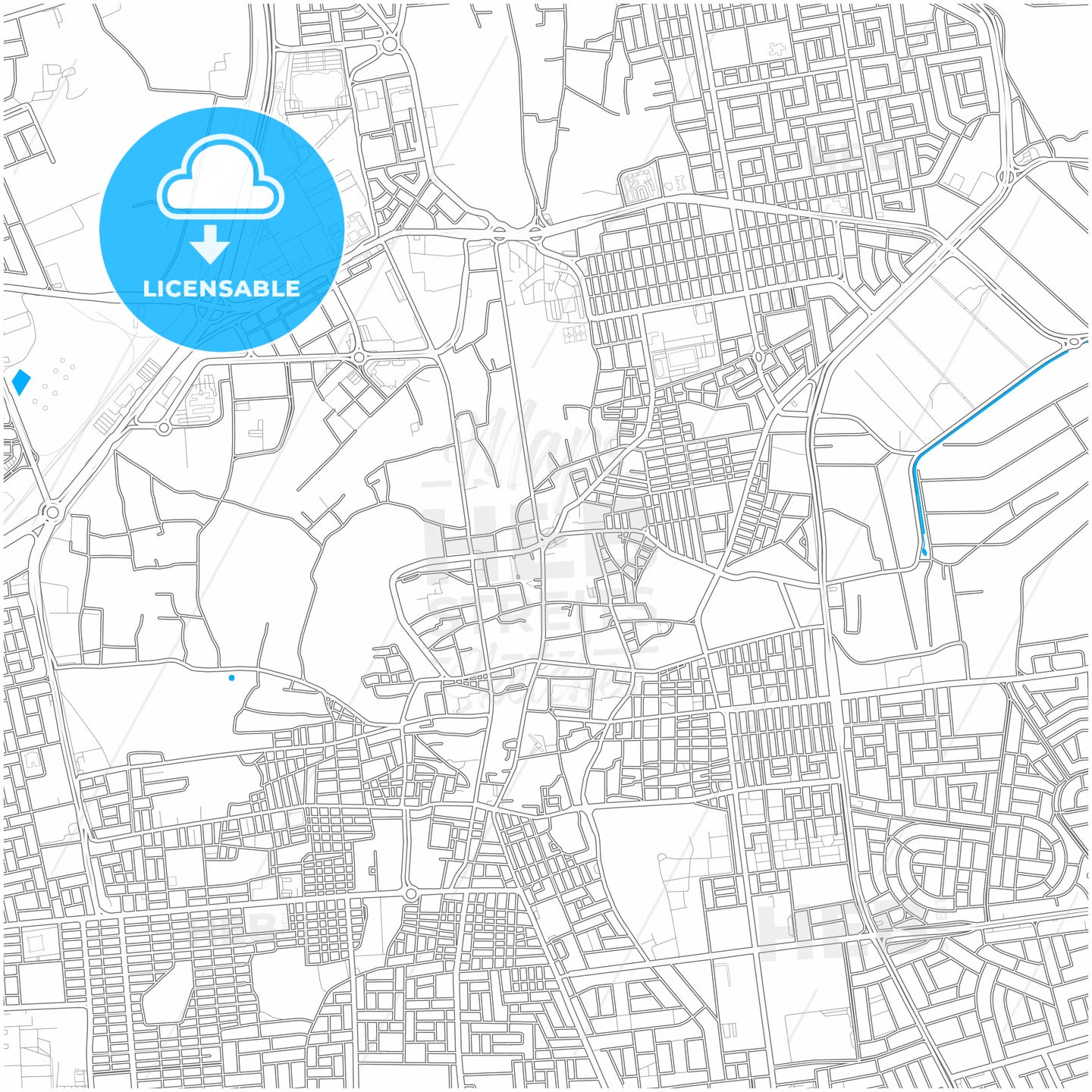 Hofuf, Saudi Arabia, city map with high quality roads.