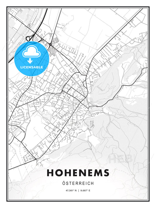 Hohenems, Austria, Modern Print Template in Various Formats - HEBSTREITS Sketches