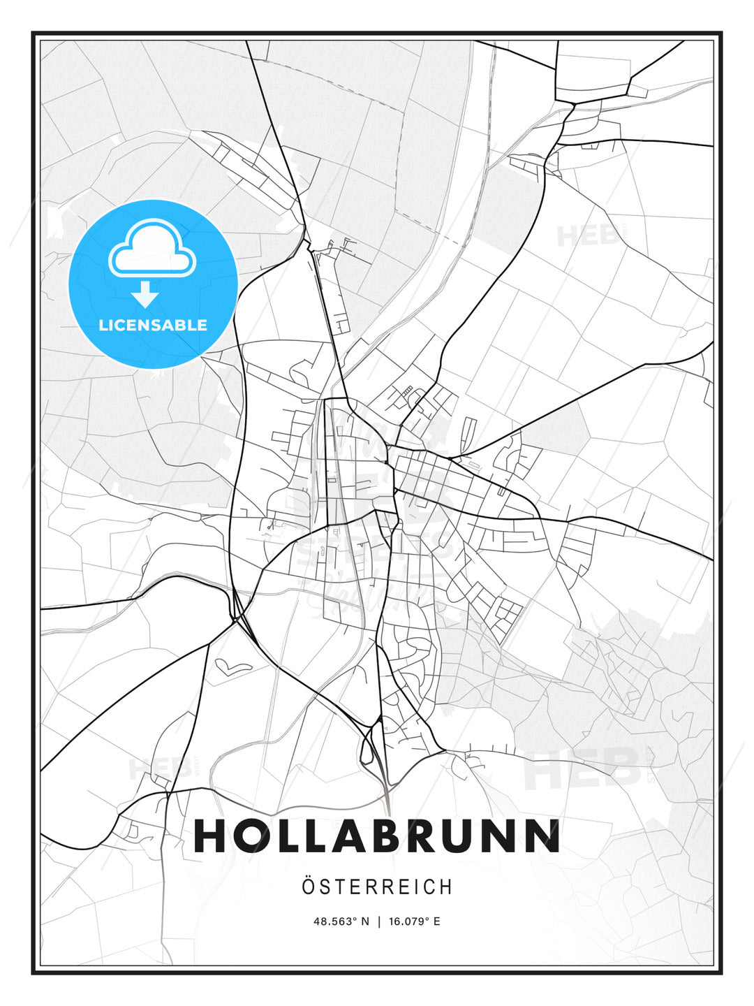 Hollabrunn, Austria, Modern Print Template in Various Formats - HEBSTREITS Sketches
