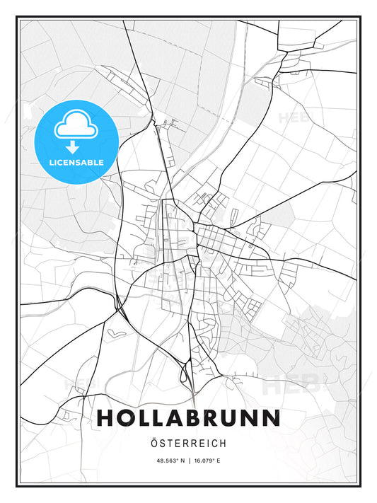 Hollabrunn, Austria, Modern Print Template in Various Formats - HEBSTREITS Sketches