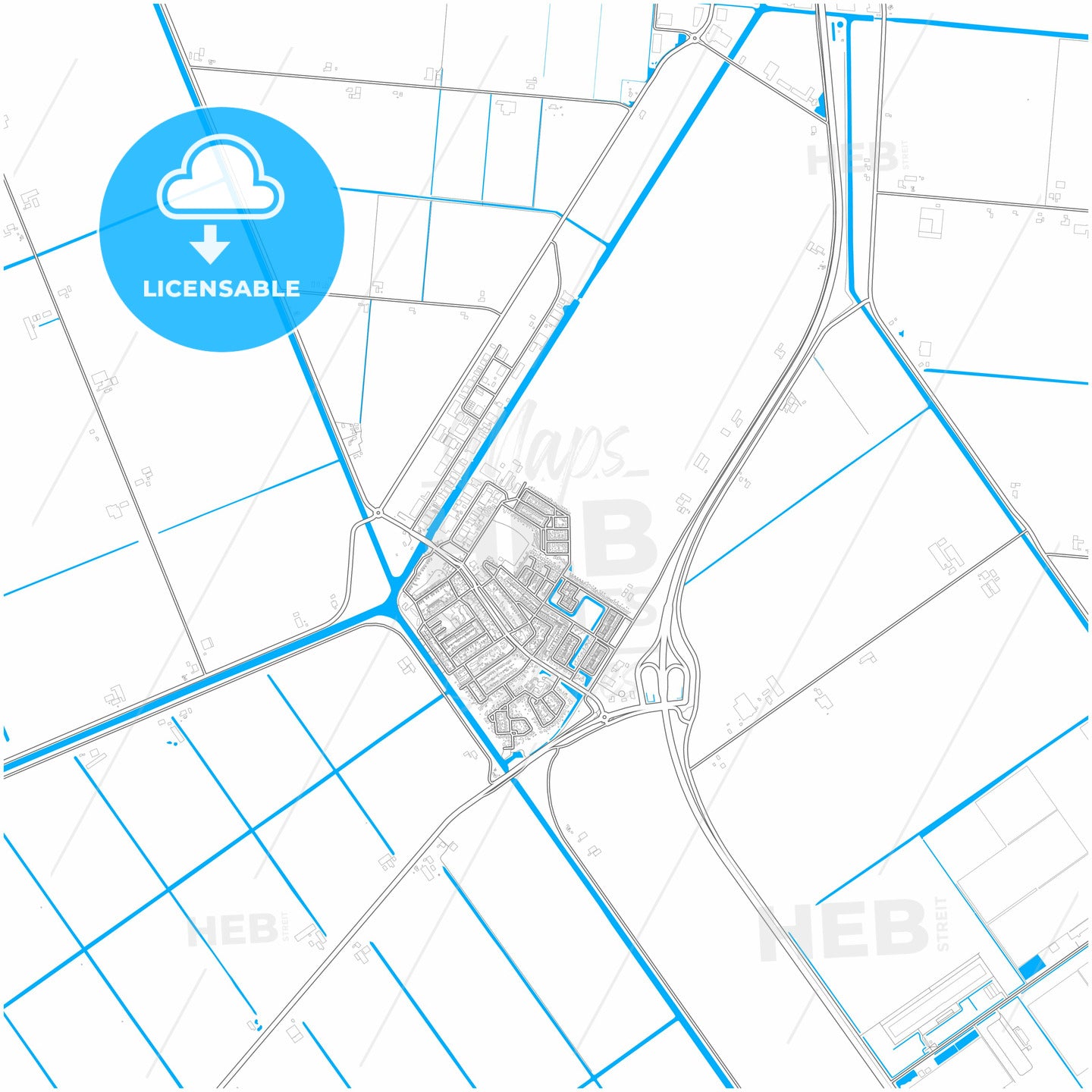 Hollands Kroon, North Holland, Netherlands, city map with high quality roads.