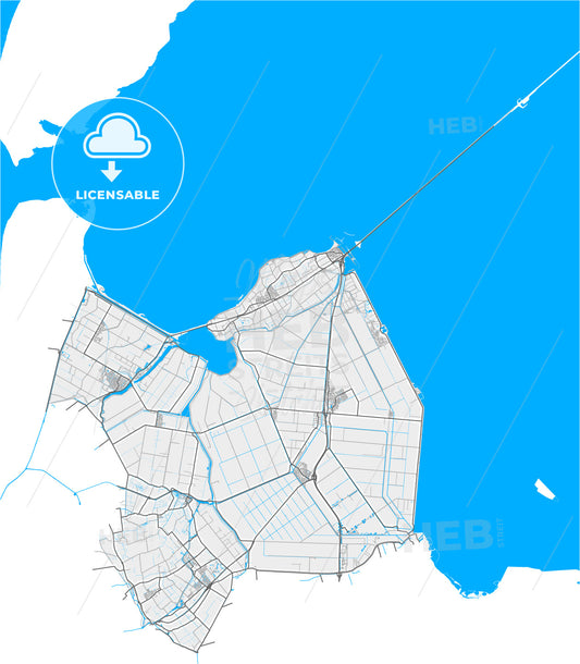 Hollands Kroon, North Holland, Netherlands, high quality vector map