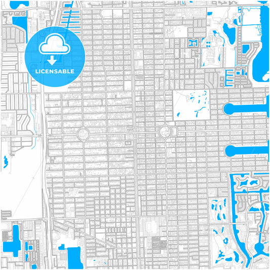 Hollywood, Florida, United States, city map with high quality roads.