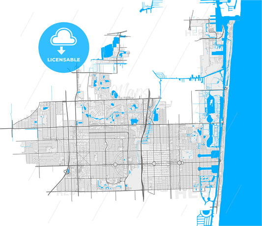 Hollywood, Florida, United States, high quality vector map