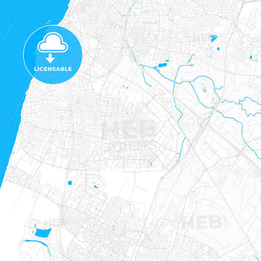 Holon, Israel PDF vector map with water in focus