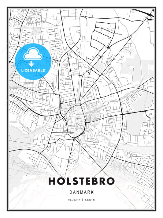 Holstebro, Denmark, Modern Print Template in Various Formats - HEBSTREITS Sketches