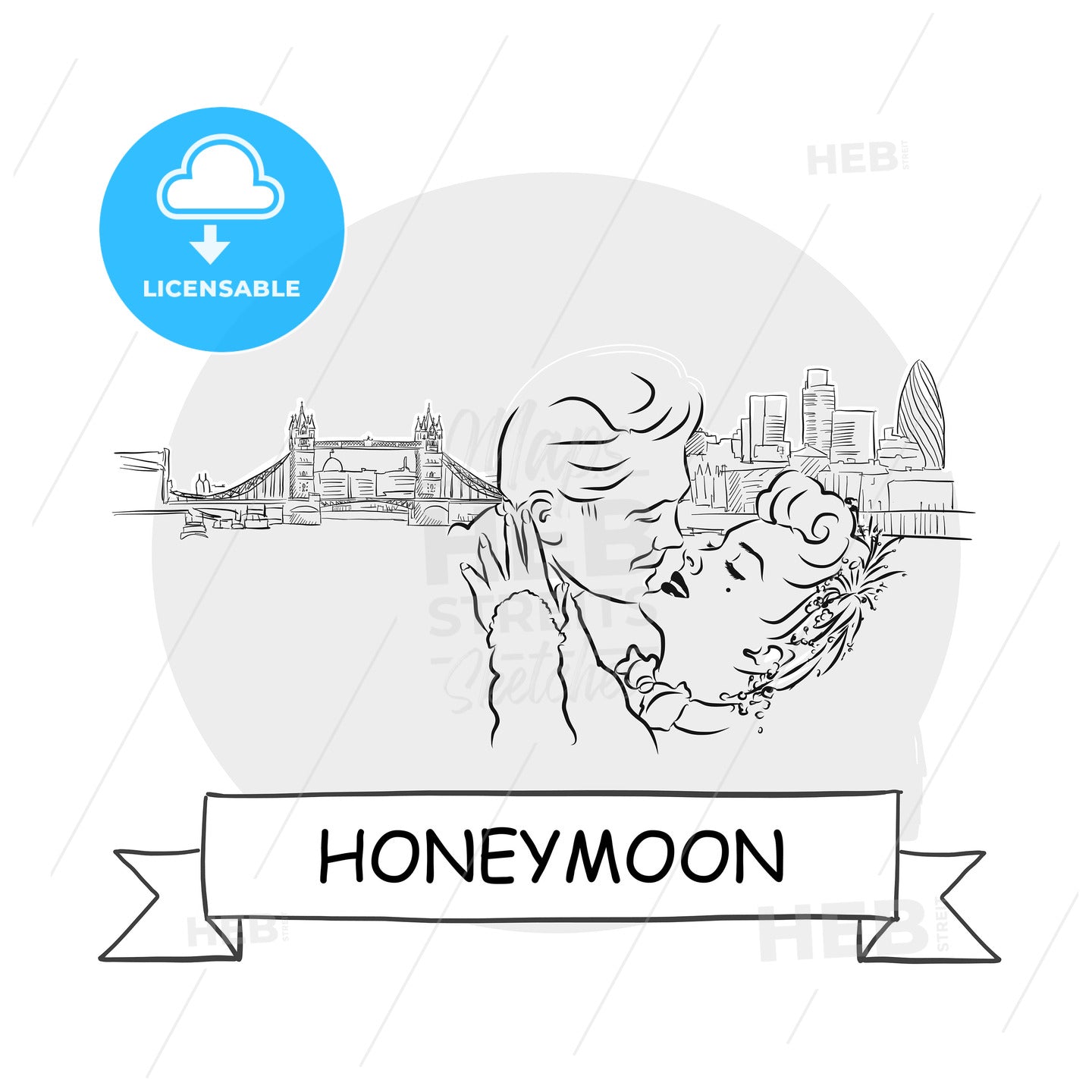 Honeymoon Cityscape Vector Sign – instant download