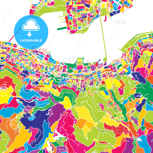 Hong Kong, China, colorful vector map