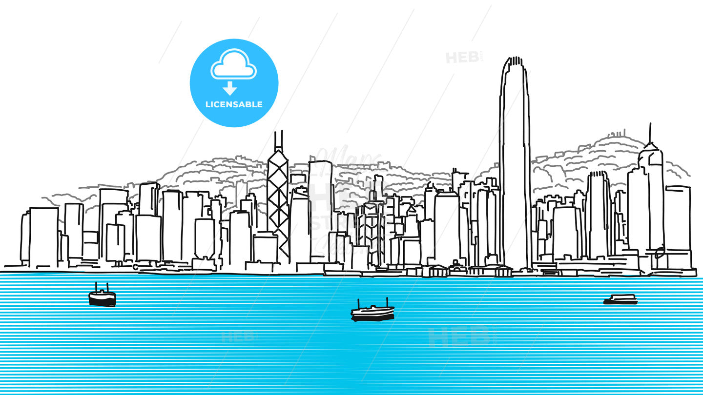 Hong Kong Skyline Panorama – instant download