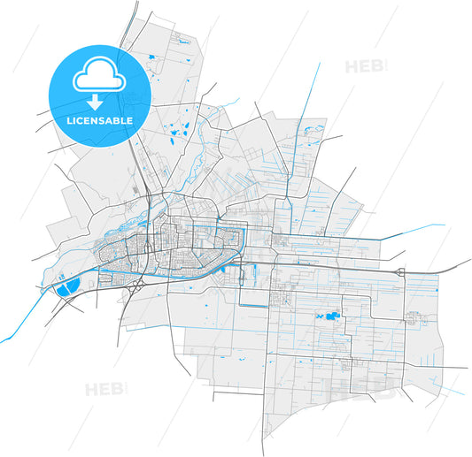 Hoogeveen, Drenthe, Netherlands, high quality vector map