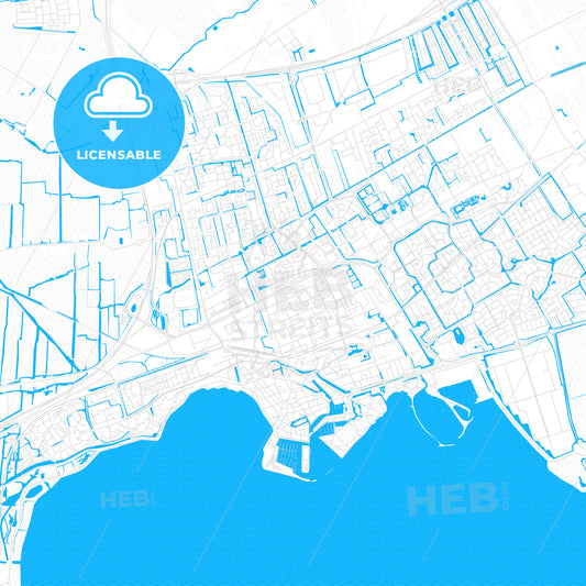 Hoorn, Netherlands PDF vector map with water in focus