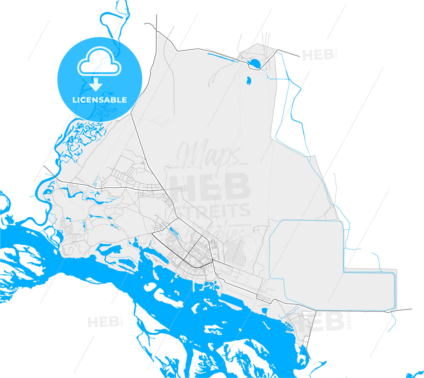 Horishni Plavni, Poltava Oblast, Ukraine, high quality vector map