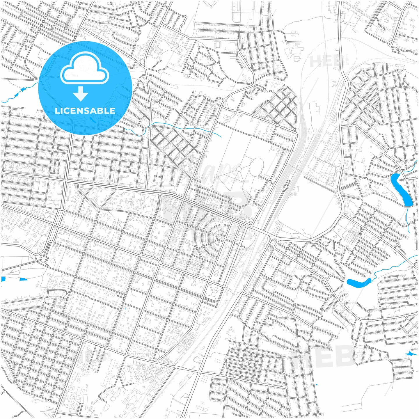 Horlivka, Donetsk Oblast, Ukraine, city map with high quality roads.