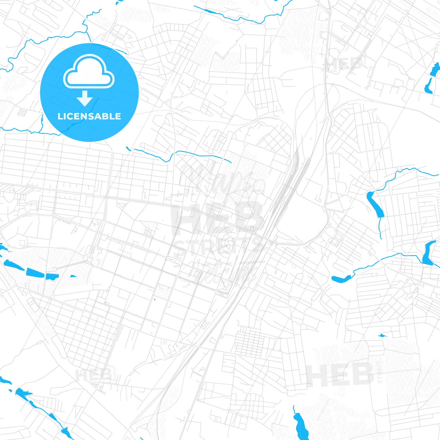 Horlivka, Ukraine PDF vector map with water in focus
