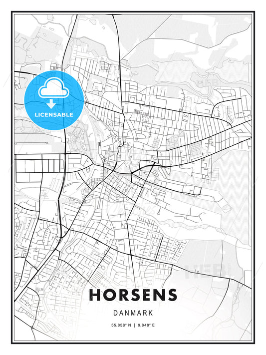 Horsens, Denmark, Modern Print Template in Various Formats - HEBSTREITS Sketches