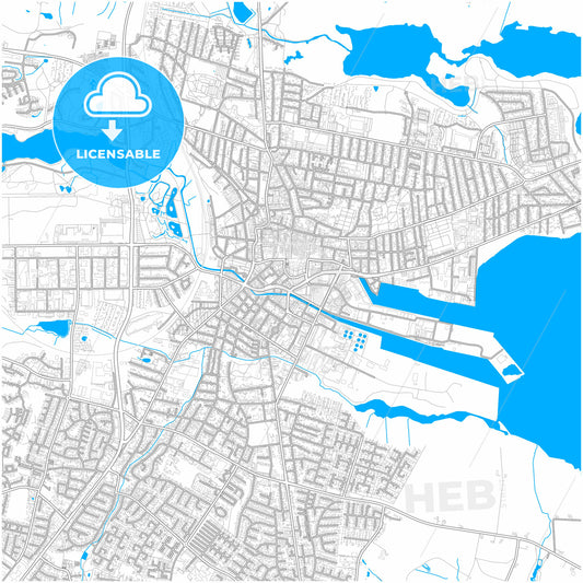 Horsens Municipality, Denmark, city map with high quality roads.