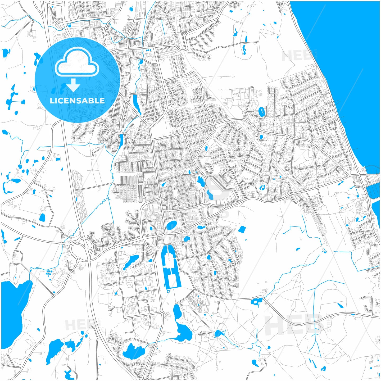 Hørsholm Municipality, Denmark, city map with high quality roads.