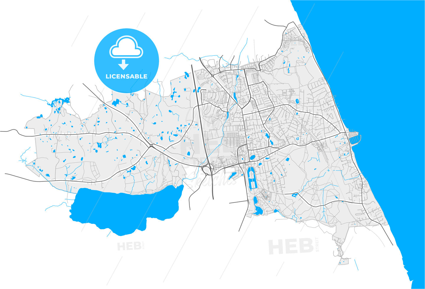 Hørsholm Municipality, Denmark, high quality vector map