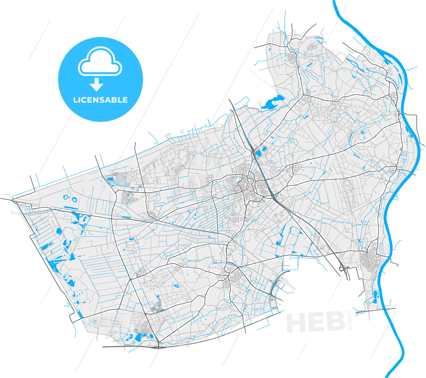 Horst aan de Maas, Limburg, Netherlands, high quality vector map