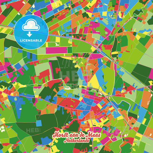 Horst aan de Maas, Netherlands Crazy Colorful Street Map Poster Template - HEBSTREITS Sketches