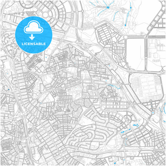 Hortaleza, Madrid, Spain, city map with high quality roads.