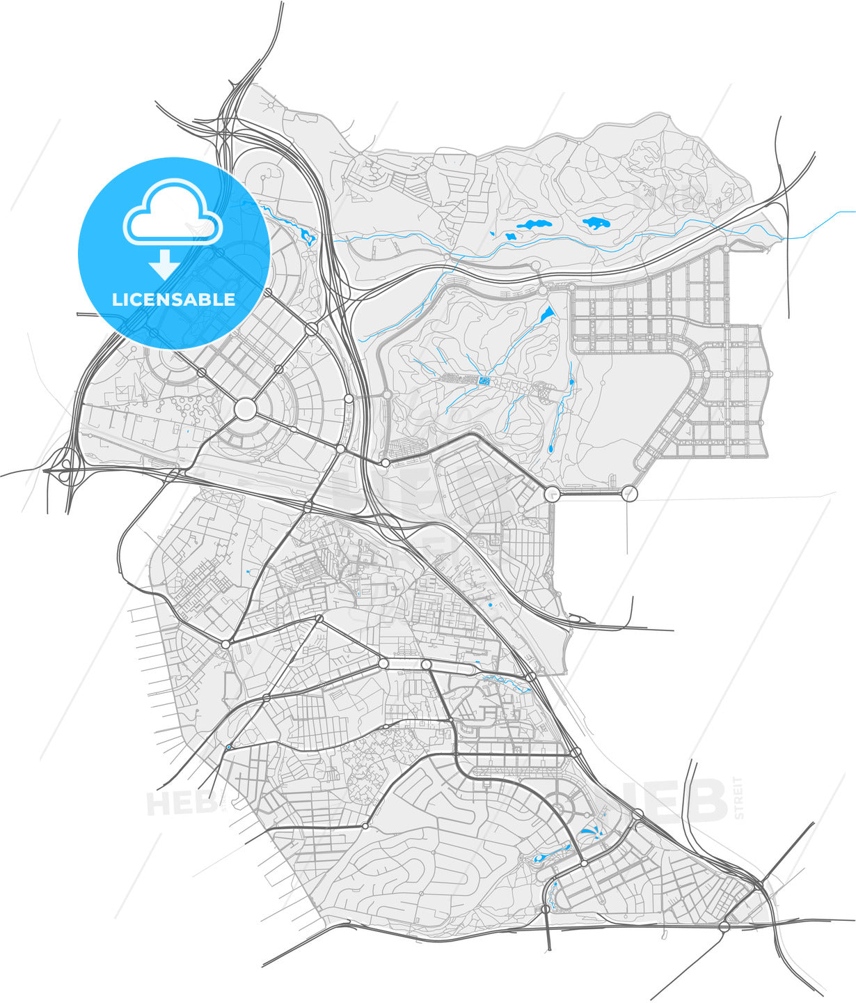 Hortaleza, Madrid, Spain, high quality vector map