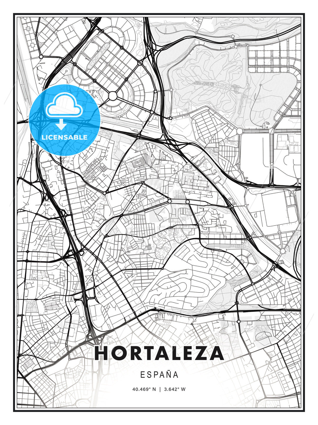 Hortaleza, Spain, Modern Print Template in Various Formats - HEBSTREITS Sketches