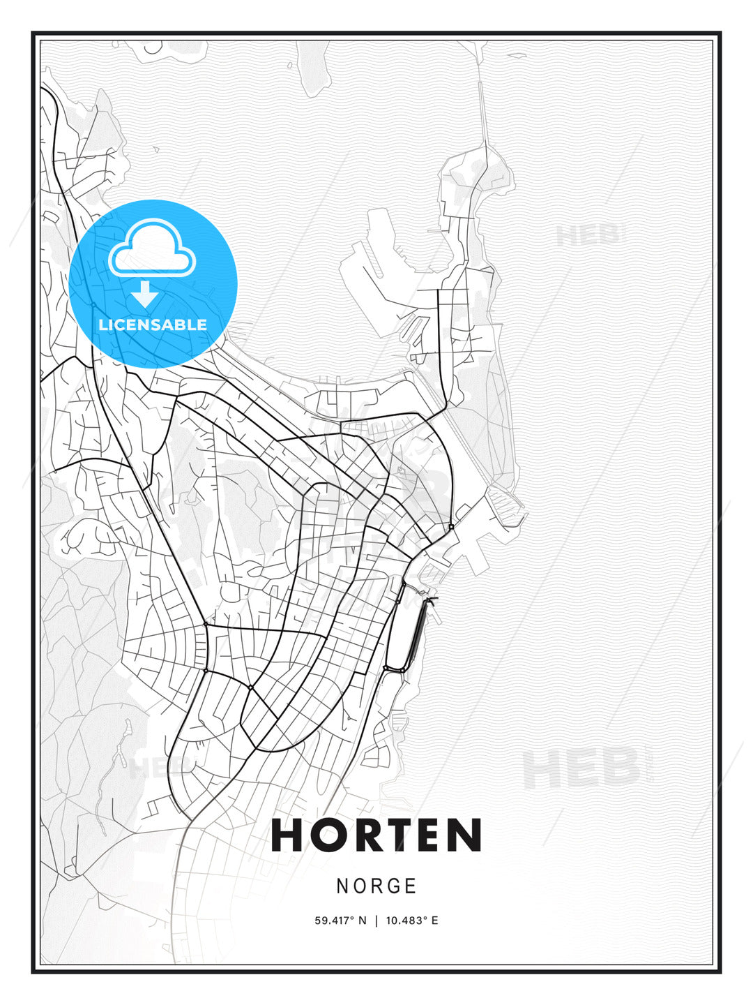 Horten, Norway, Modern Print Template in Various Formats - HEBSTREITS Sketches