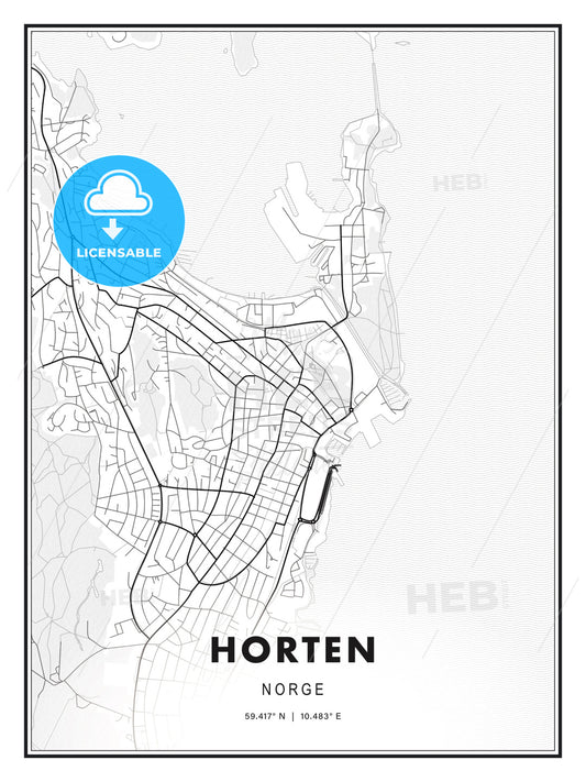 Horten, Norway, Modern Print Template in Various Formats - HEBSTREITS Sketches