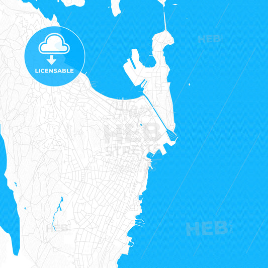 Horten, Norway PDF vector map with water in focus