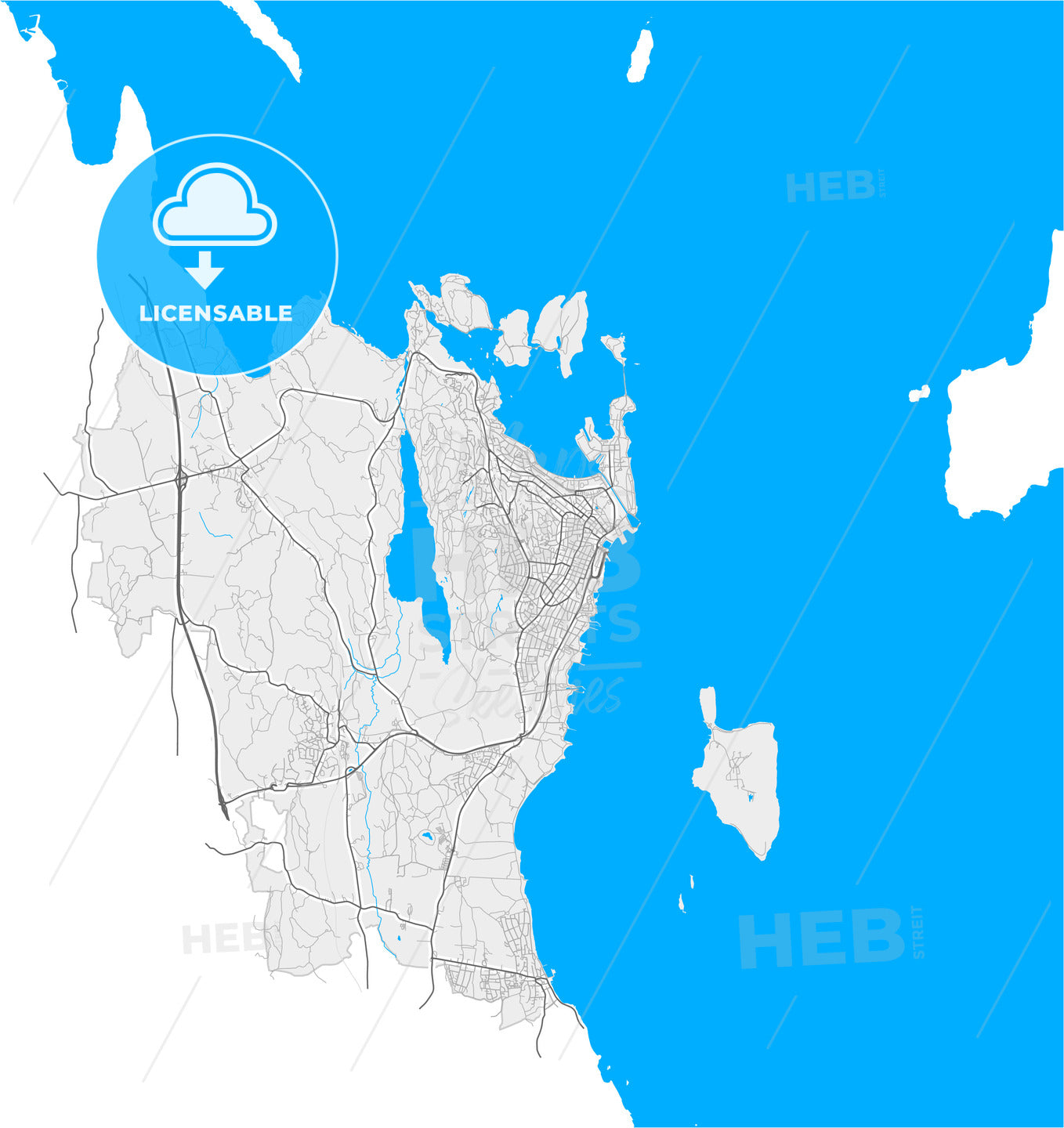 Horten, Vestfold, Norway, high quality vector map