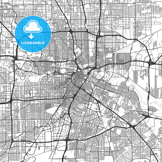 Houston, Texas - Area Map - Light
