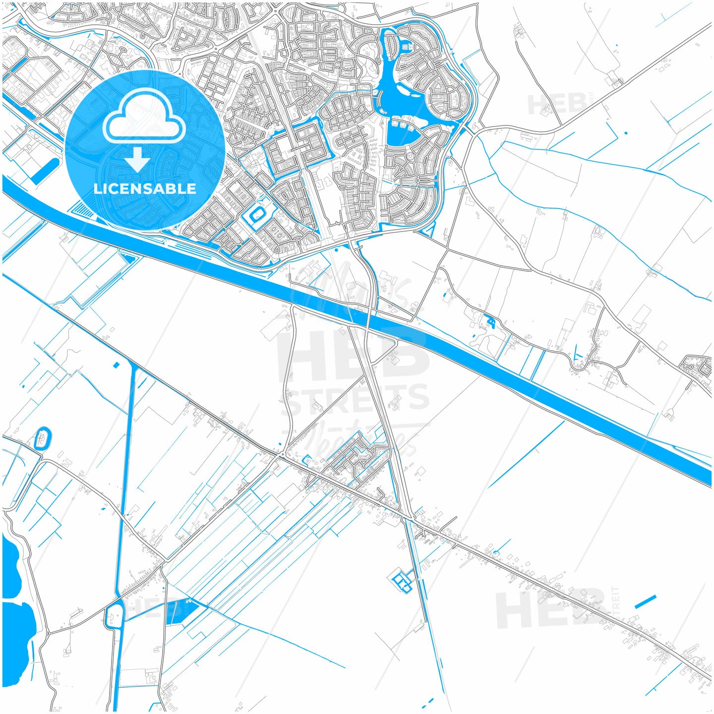 Houten, Utrecht, Netherlands, city map with high quality roads.