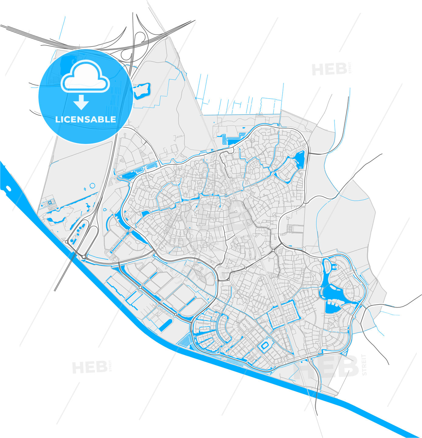 Houten, Utrecht, Netherlands, high quality vector map