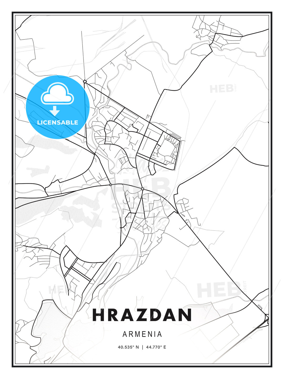 Hrazdan, Armenia, Modern Print Template in Various Formats - HEBSTREITS Sketches