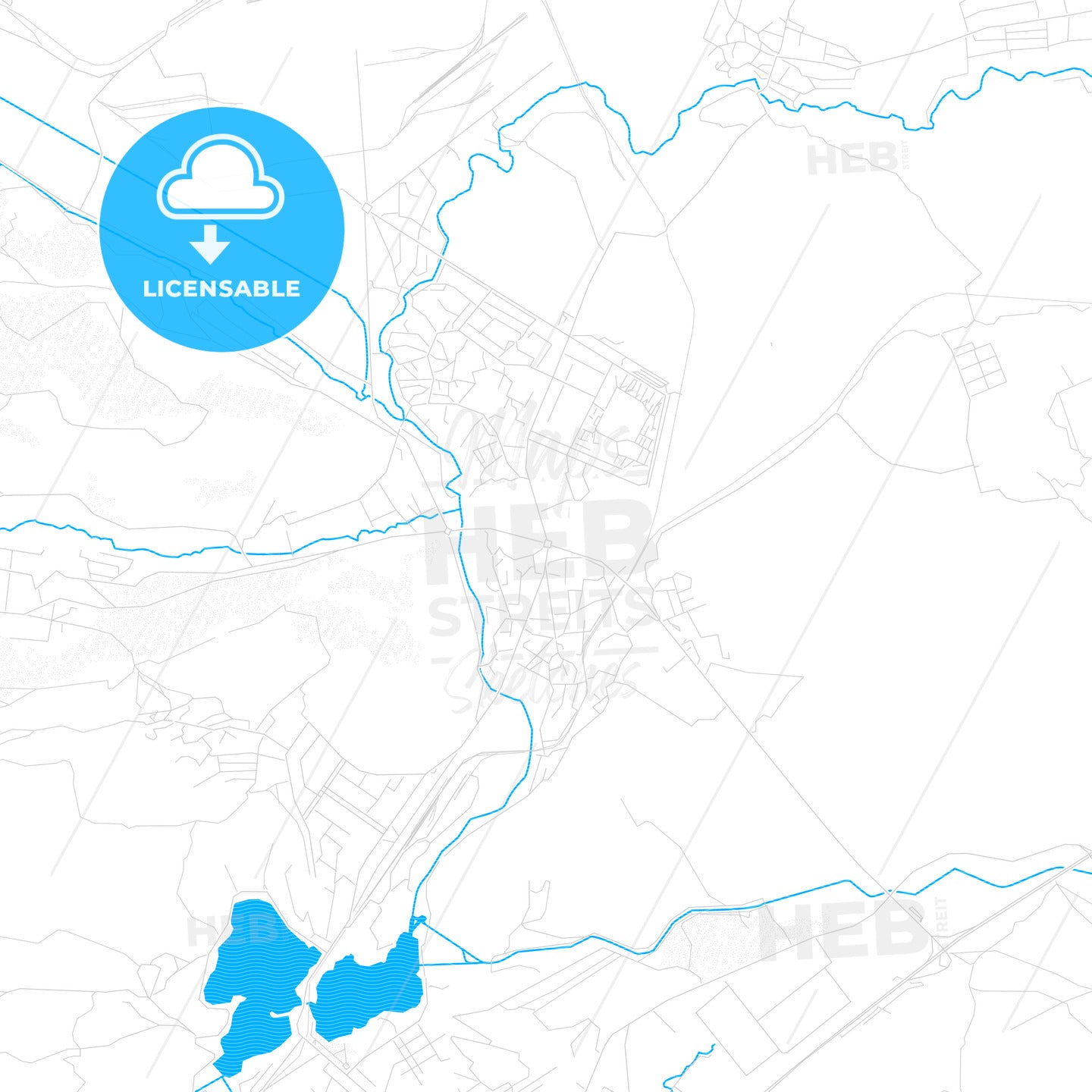 Hrazdan, Armenia PDF vector map with water in focus