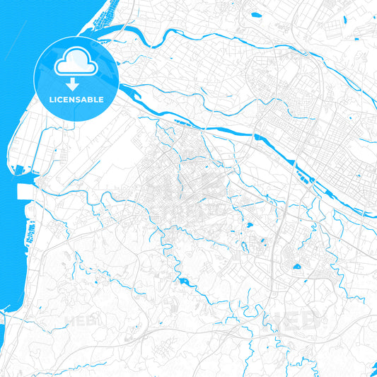 Hsinchu, Taiwan PDF vector map with water in focus