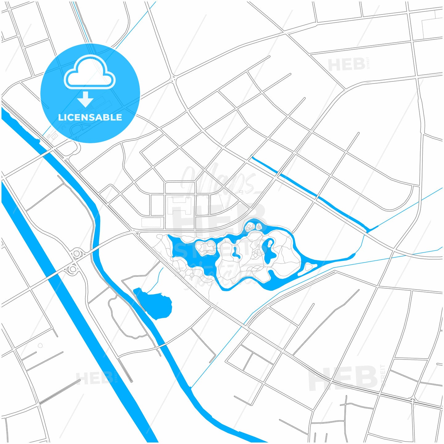 Huai an, Jiangsu, China, city map with high quality roads.