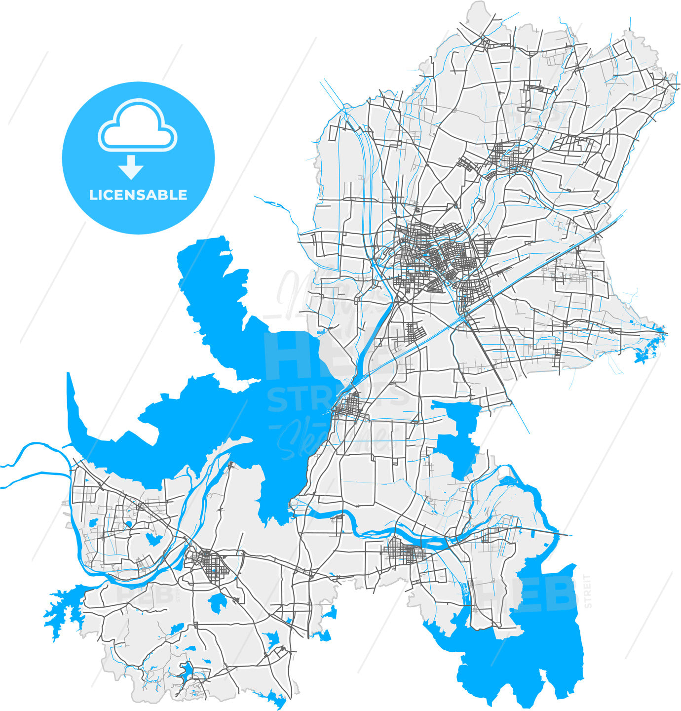 Huai an, Jiangsu, China, high quality vector map