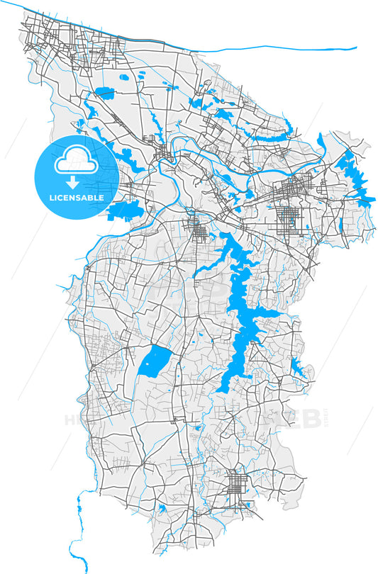 Huainan, Anhui, China, high quality vector map