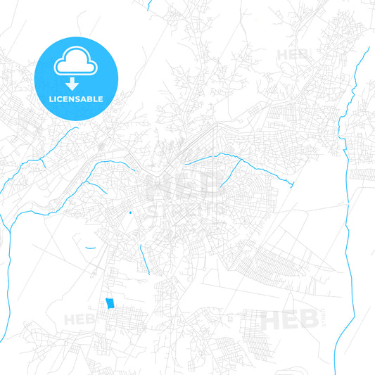 Huambo, Angola PDF vector map with water in focus