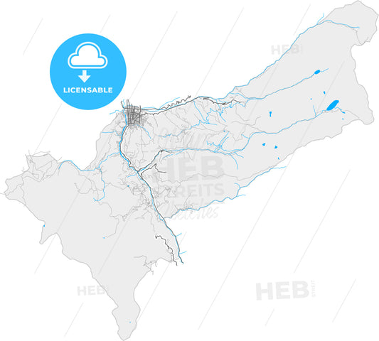 Huaraz, Peru, high quality vector map