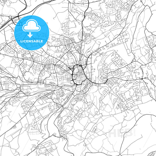 Huddersfield, England, UK, Vector Map - Light