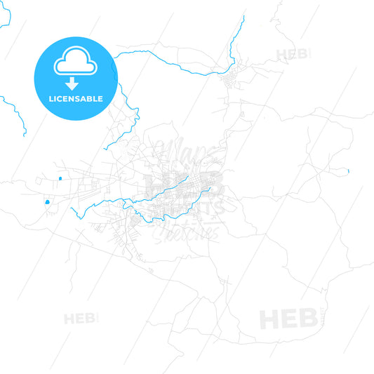 Huehuetenango, Guatemala PDF vector map with water in focus